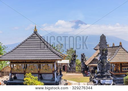 BALI, INDONESIA - SEPTEMBER 17, 2019: People at the temple of Pura Penataran Agung Lempuyang. In Bali, Indonesia