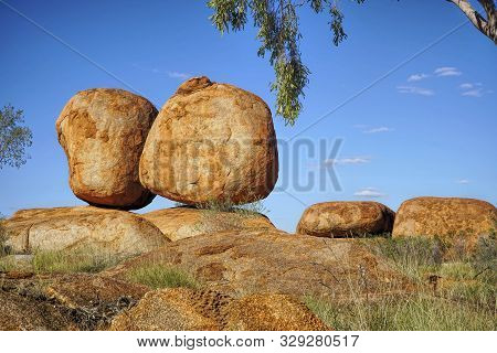 He Devil's Marbles Are Large Granite Boulders Weathered And Eroded