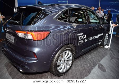 Frankfurt, Germany, September 09-2019: Ford Kuga Vignale Plug-in Hybrid Iaa Messe 2019