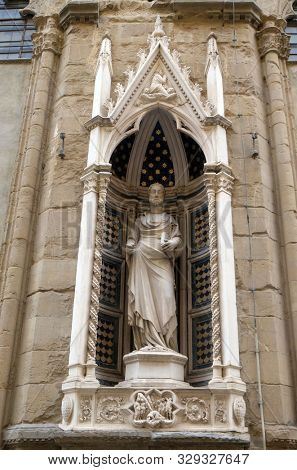 FLORENCE, ITALY - JANUARY 09, 2019: Saint James by Niccolo di Piero Lamberti, Orsanmichele Church in Florence, Tuscany, Italy