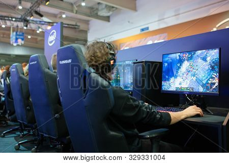Poznan, Poland - October, 18th 2019: People Are Playing League Of Legends At Pga2019. Pga2019 Is A C