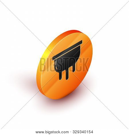 Isometric Udder Icon Isolated On White Background. Orange Circle Button. Vector Illustration