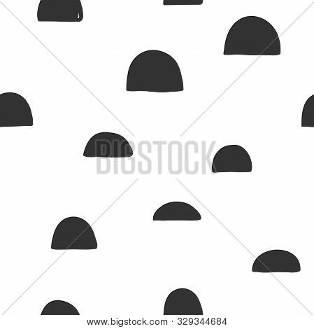 Vector Seamless Monochrome Pattern. Vector Hand Drawn Scandinavian Style Illustration Design.