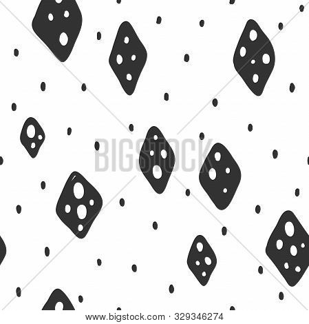 Vector Seamless Monochrome Pattern. Vector Hand Drawn Scandinavian Style Illustration Design.