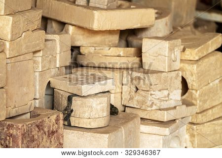 Many Clay Moulding Block Making In The Ceramics Factory.