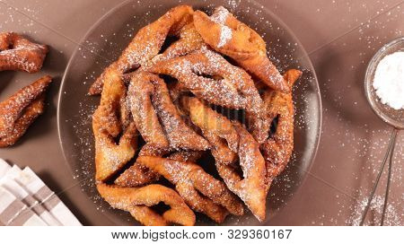 french bugne, angels wings with sugar