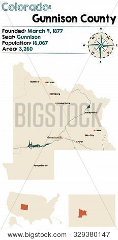 Large And Detailed Map Of Gunnison County In Colorado, Usa.