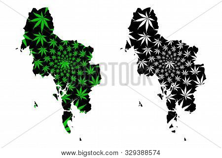 Krabi Province (kingdom Of Thailand, Siam, Provinces Of Thailand) Map Is Designed Cannabis Leaf Gree