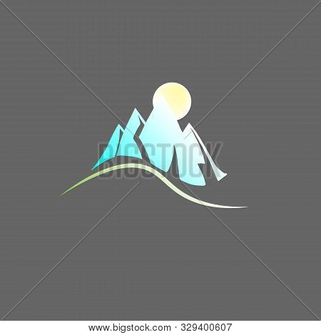 Stylish Color Gradient Logo Of The Mountain. Company Branding, Vector Template