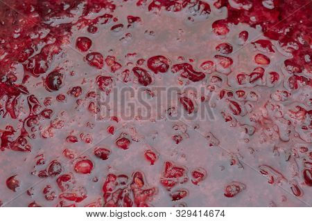 Crushed Red Cranberry Filled With Alcohol Before Cooking Tinctures