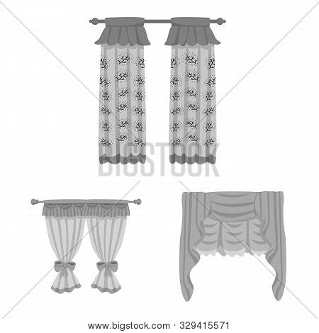 Vector Design Of Interior And Cornice Icon. Set Of Interior And Drapes Vector Icon For Stock.
