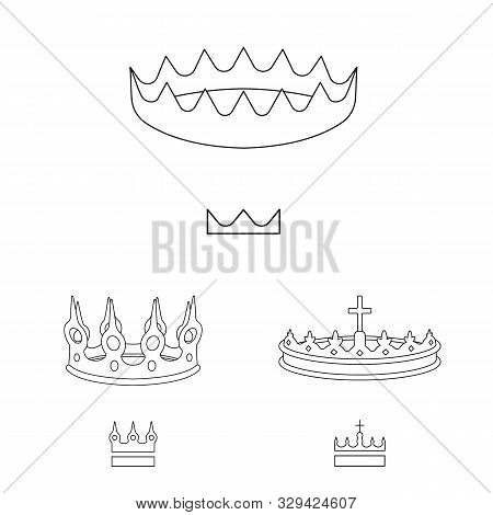Isolated Object Of Queen And Heraldic Sign. Set Of Queen And Vip Stock Vector Illustration.