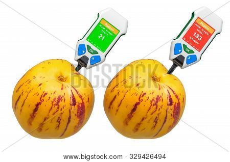 Nitrate Testers With Pepinos. Measurement Of Nitrate Levels In Sweet Cucumbers, Normal Range And Hig