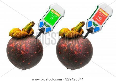 Nitrate Testers With Mangosteens. Measurement Of Nitrate Levels In Mangosteens, Normal Range And Hig