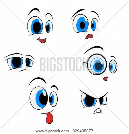 Cartoon Faces With Various Expressions For You Design. Cartoon Set.