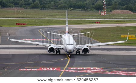 Airplane Taxi In Dusseldorf Airport