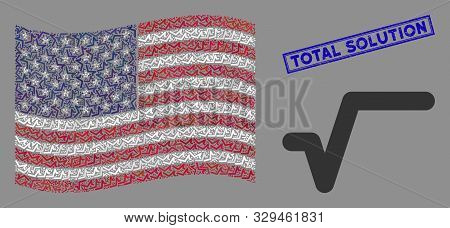 Sqrt Items Are Organized Into United States Flag Collage With Blue Rectangle Rubber Stamp Seal Of To