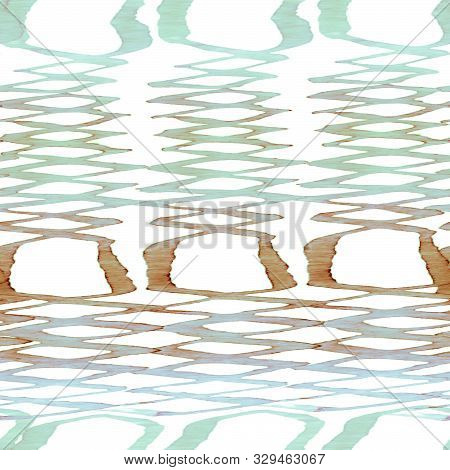 Green Snake Seamless Pattern. Watercolor Hand Drawn Python Print.  Cobra Skin Exotic Texture. Geomet