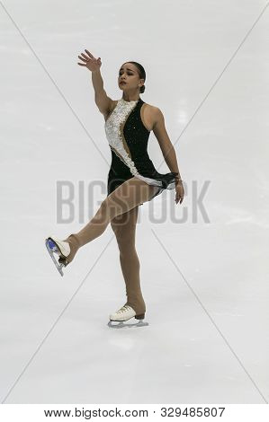 Minsk, Belarus -october 19, 2019: Figure Skater Miriam Abdulkarimova From Ukraine Performs Ladies Fr