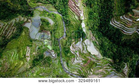 Dramatic Birds Eye View Of The Rice Terraces Of The Philippine Cordilleras, Banaue Rice Terraces In 
