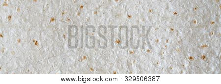 Homemade Flat Pita Bread Turkish Lavash Background Texture Top View