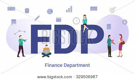 Fdp Finance Department Concept With Big Word Or Text And Team People With Modern Flat Style - Vector