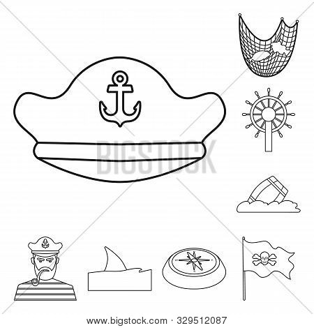 Vector Design Of Treasure And Ocean Symbol. Collection Of Treasure And Nautical Stock Symbol For Web