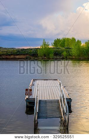 A Very Long Boardwalk In Mikesell Potts Recreational Area, Wyoming