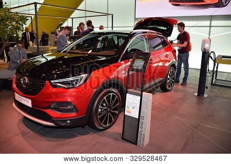 Frankfurt, Germany, September 11-2019: Opel Grandland X Hybrid4 Iaa 2019