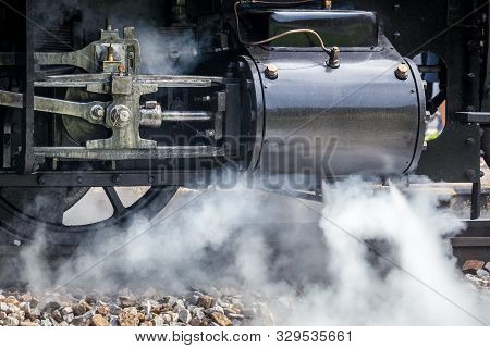 Detail Of Steam Discharge From Historical Locomotive.