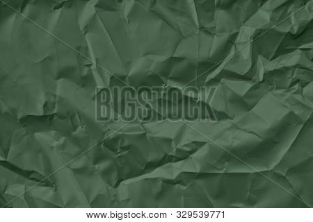 Crumpled Dark Green Satin Paper Texture