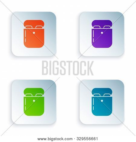 Color Air Headphones In Box Icon Icon Isolated On White Background. Holder Wireless In Case Earphone