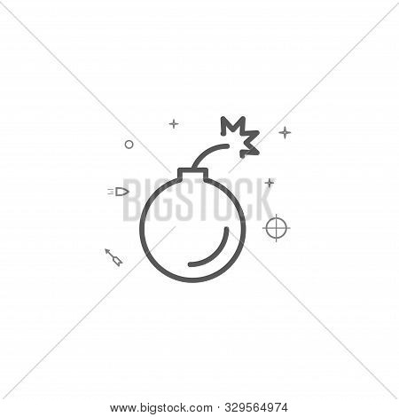 Hand Bomb Simple Vector Line Icon. Grenade Symbol, Pictogram, Sign. Light Background. Editable Strok