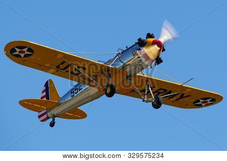 Tyabb, Australia - March 9, 2014: Vintage 1941 Ryan St3-kr (pt-22) Military Training Aircraft Vh-rpt