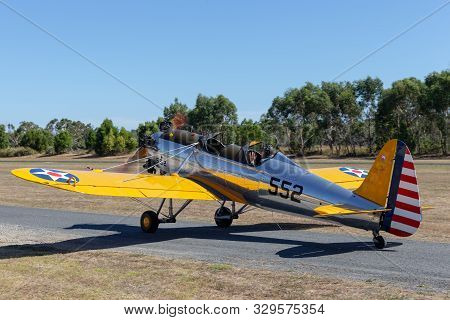 Tyabb, Australia - March 9, 2014: Vintage 1941 Ryan St3-kr (pt-22) Military Training Aircraft Vh-rpt