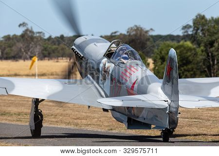Tyabb, Australia - March 9, 2014: Yakovlev Yak-9um World War Ii Russian Fighter Aircraft Vh-yix.