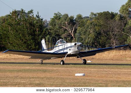 Tyabb, Australia - March 9, 2014: Cessna A188 Agwagon Light Agricultural Aircraft Vh-zjj Landing At 