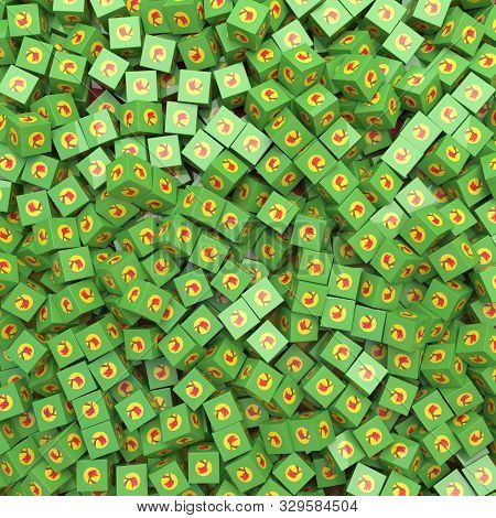 Republic Of Zaire National Flag 3D Blocks Background. 3D Illustration