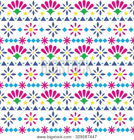 Vibrant Epetitive Decoration, Floral Retro Design Form Mexico, Vibrant Greeting Card Of Fabric Ornam