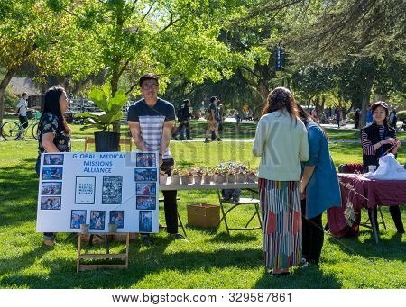 Davis, Ca - April 21, 2018. Global Medical Missions Allience Booth During Uc Davis Annual Picnic Day