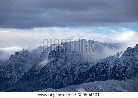 Bucegi mountains viewed from Postavarul peak, Brasov, Transylvania, Romania