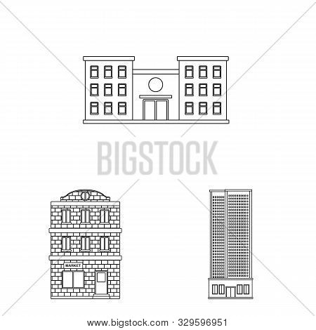Vector Illustration Of Architecture And Exterior Sign. Set Of Architecture And City Stock Vector Ill