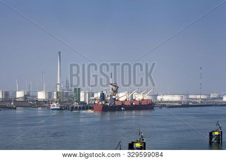 Oil Refinery Plant From Industry Zone, Aerial View Oil And Gas Industrial, Refinery Factory Oil Stor