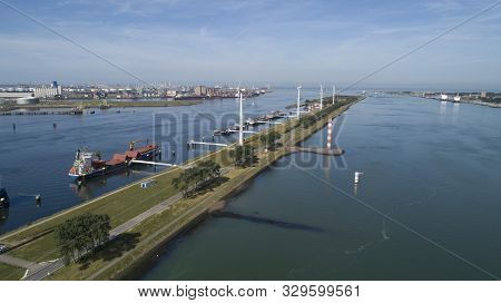 Port Of Rotterdam. Botlek. Oil Refinery Plant From Industry Zone, Aerial View Oil And Gas Industrial