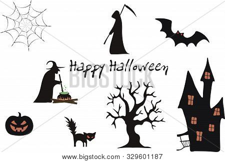 Happy Halloween. Vector Illustration In A Flat Style For Design. Set.