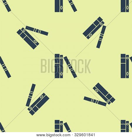 Blue Office Folders With Papers And Documents Icon Isolated Seamless Pattern On Yellow Background. O