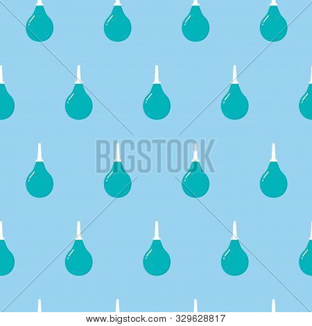 Seamless Pattern Texture Of Endless Repeating Medical Rubber Blue Enema Pears For Cleaning The Intes