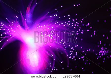 Colored Whims Of A Panicle Of A Lamp From A Bundle Of Optical Fiber Threads.