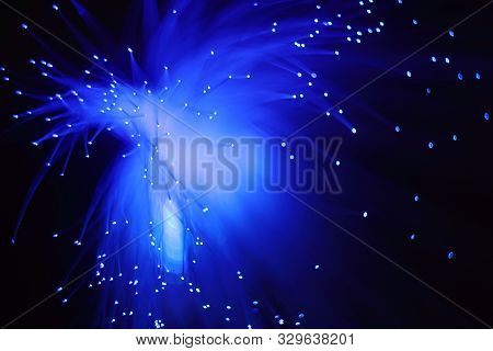 Colored Whims Of A Panicle Of A Lamp From A Bundle Of Optical Fiber Threads.