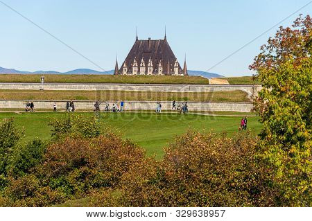 Quebec City, Ca - 5 October 2019 - Tourists Visiting Quebec City Fortifications